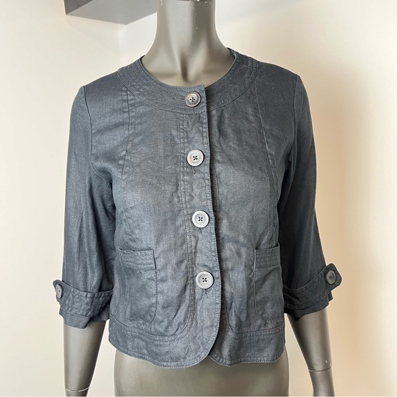 🌿 Marvin Richards linen coat black short jacket - Picture 1 of 7